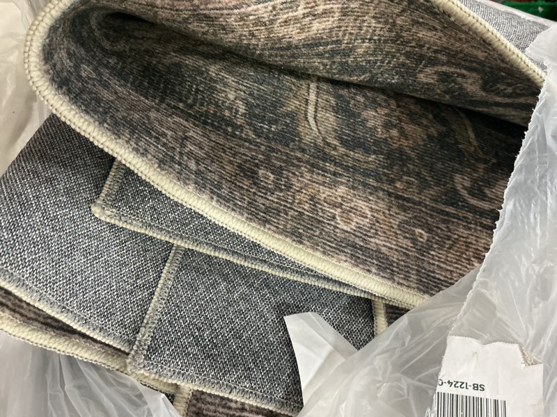 Condition photo showing As Is for area rugs 5x7 for living room bedroom, modern abstract machine washable soft dark gray rug, floor carpet with non slip backing for dining room dark gray 5' x 7' (rectangular)