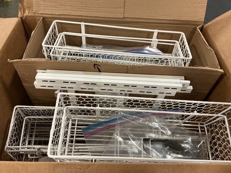 Condition photo showing Good Condition for 6-Tier Over The Door Pantry Organizer,Hanging Spice Rack with Adjustable Basket,Over Door Racks,Pantry Organization And Storage, Laundry Room,Bathroom,Large Capacity,D5.3xW15.7xH60.9in 5.3in(D)×15.7in(W)×60.9(H) White