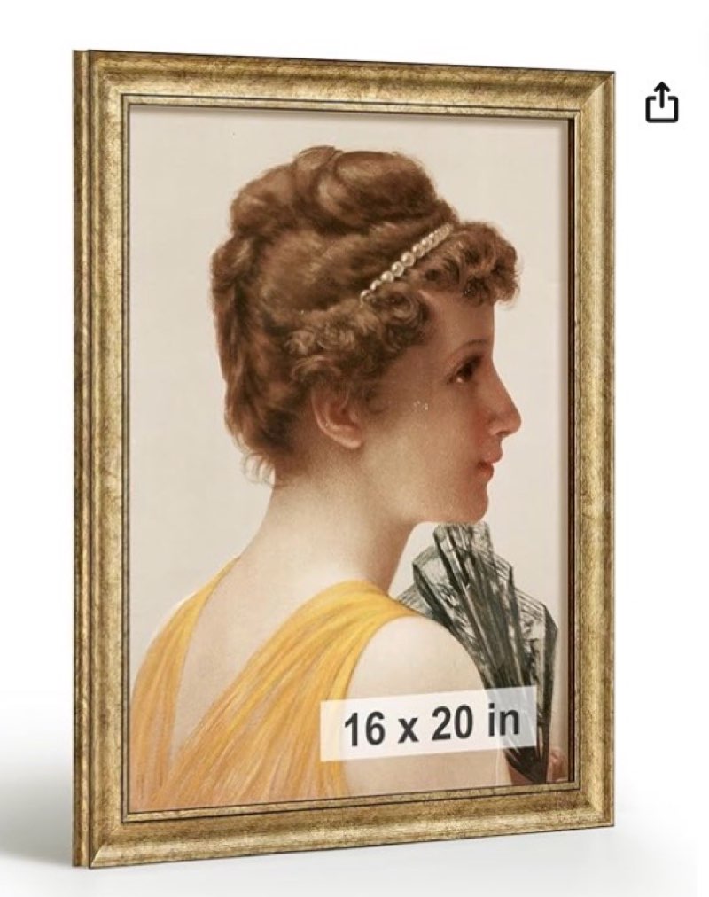 HLiWEGNS Antique Gold 16x20 Frame – Poster Frame with Aged Gold Finish – Picture Frame for 16 x 20 Artwork, Canvas Prints, Puzzles, and Wall Decor