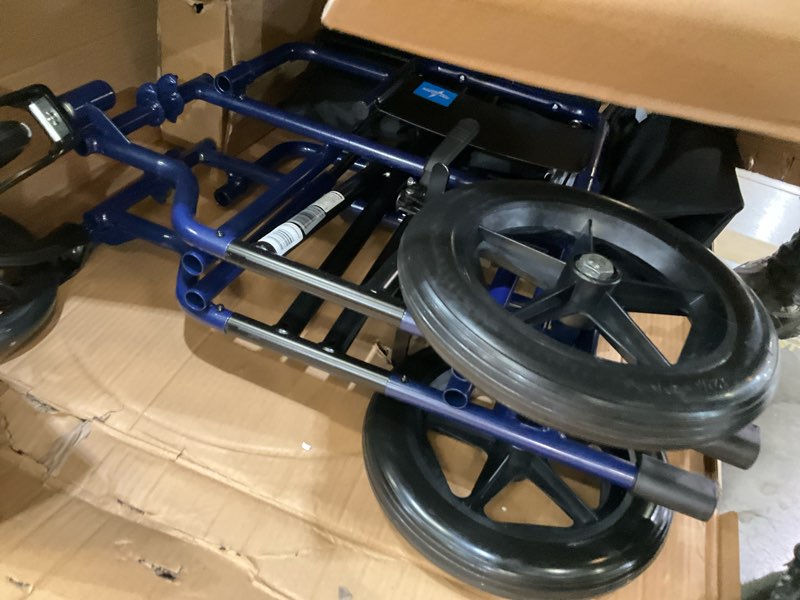 Condition photo showing As Is for medline heavy duty transport chair supports up to 500 lbs., bariatric transport wheelchair, 22" x 18