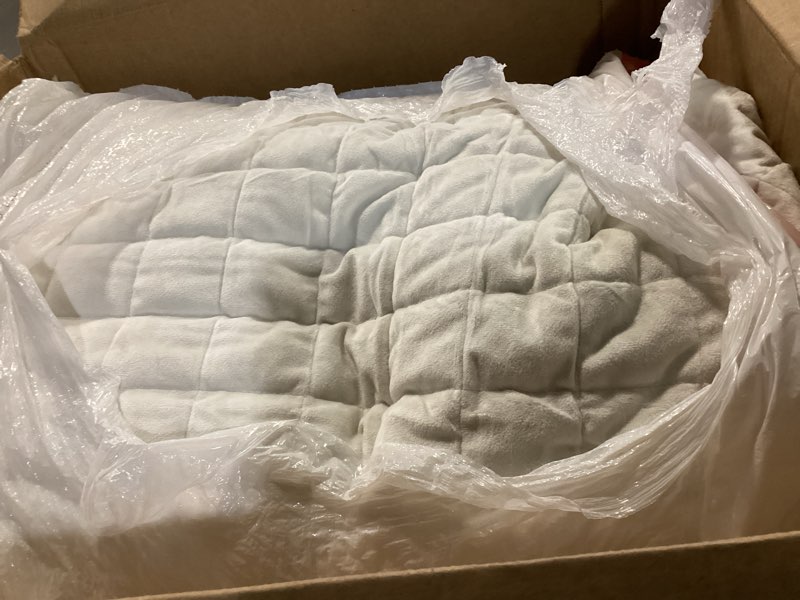 Condition photo showing As Is for RECYCO Luxury Velvet Quilt Set King Size, Lightweight Velvet Comforter Set, Oversized Bedspread Coverlet Quilted Bedding Set, with 2 Matching Pillow Shams, for All Season, Cream White King/Cal King (108" x 92") Cream White