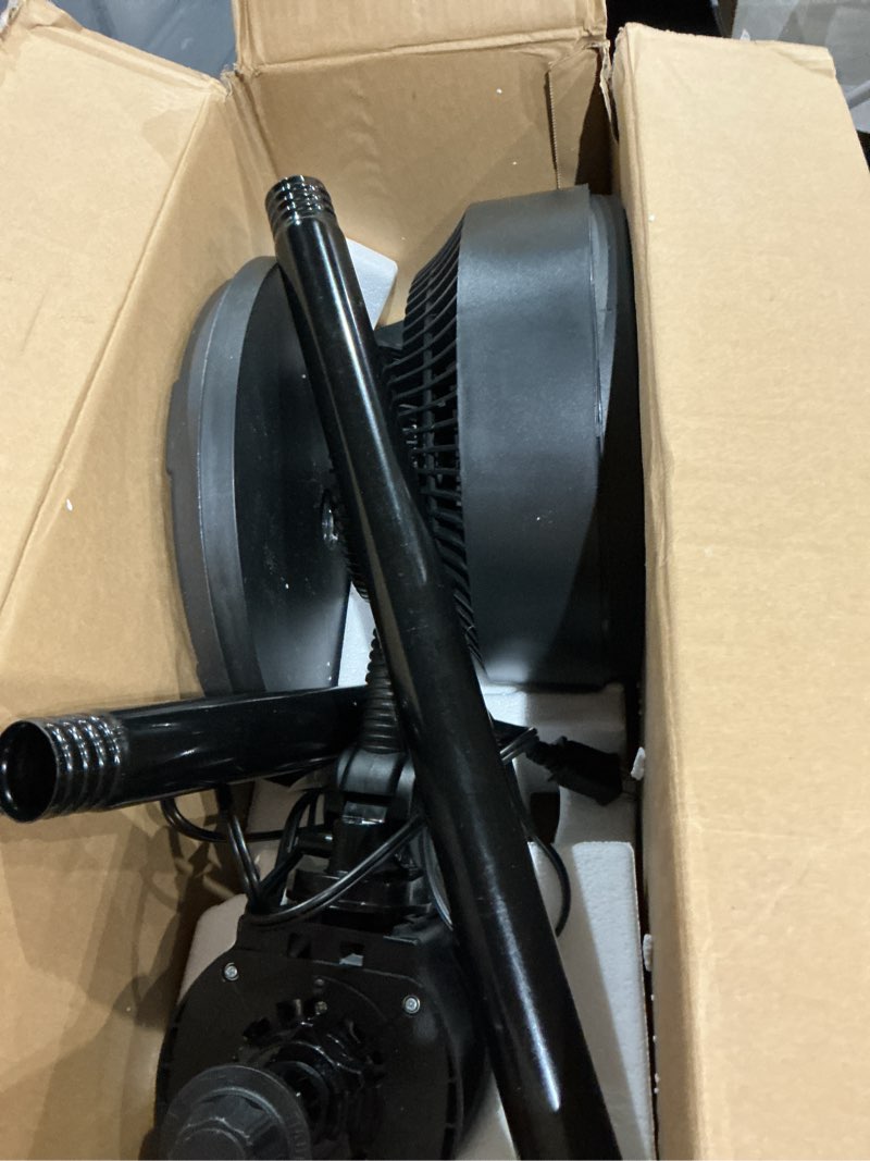 Condition photo showing As Is for pelonis 7-inch pedestal air circulator, oscillation fan, 15ft/s, 3 speeds, adjustable height (tabletop/standing fan), 75°+90° oscillation, 5-blade quiet pedestal fan for bedroom, office, home