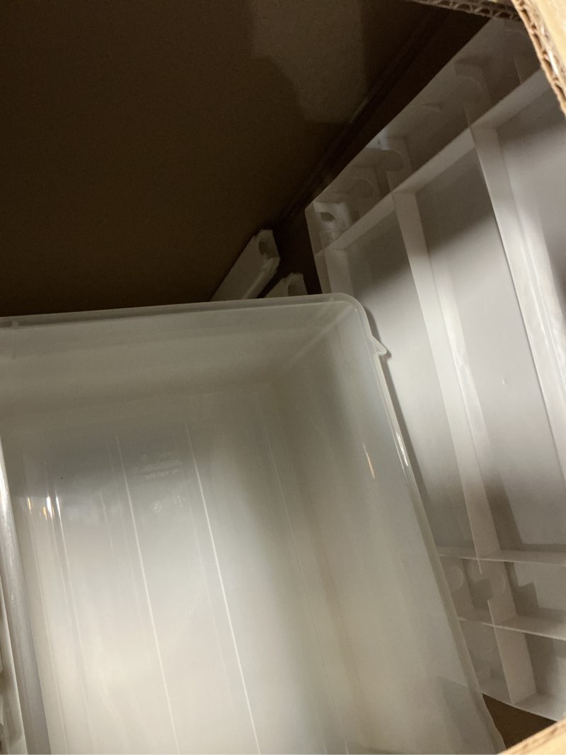 Condition photo showing Good Condition for IRIS USA Plastic Drawer Storage Organizer, 3-Drawers, 2-Pack, for Classroom Art Craft Supplies, Bathroom Bedroom, Laundry Room, White/Clear 3 Drawer White