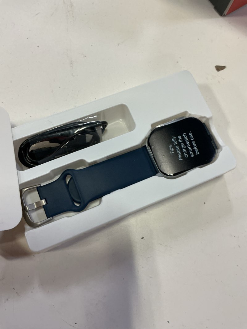 Condition photo showing New/Like New for smart watch for men women, 2.01" amoled curved display smart watch, bluetooth call, 100+ sport modes, fitness tracker with 24/7 heart rate/sleep monitor, ip68 waterproof watch for android ios blue