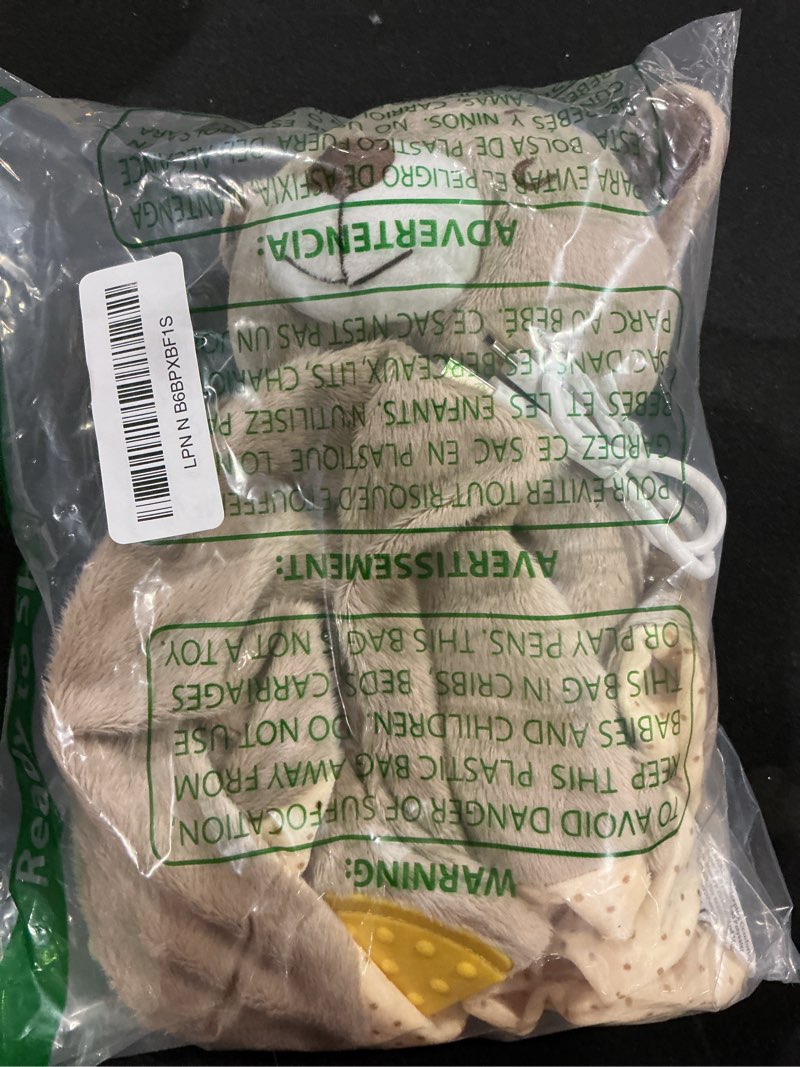 BEREST Rechargeable Baby Cry Sensor Sleep Soother Heartbeat Bear Lovey Blanket Comforter Toy, Help N