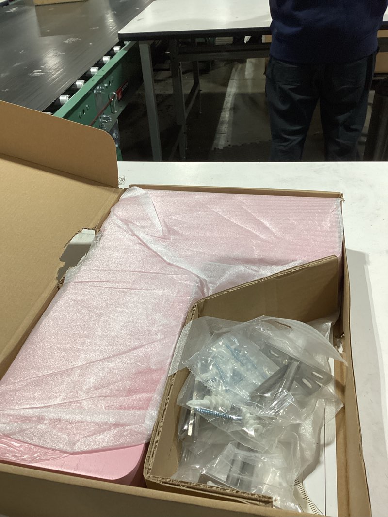 Condition photo showing Good Condition for SAUMONIERES Corner Floating Shelves Wall Mount Shelf Solid Wood for Bedroom Bathroom Room Kitchen Storage Set of 3, Pink, Invisible Brackets Pink Painted 16 Inch-3 Shelves