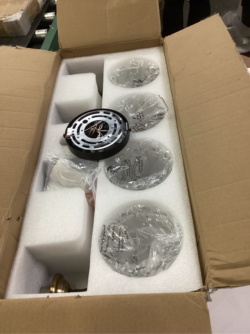 Condition photo showing Good Condition for 4-Light Vintage Vanity Light, Black and Gold Bathroom Vanity Light Fixtures Over Mirror, Elegant Bathroom Light Fixtures with Clear Glass Shade, Wall Sconce Lighting for Bedroom, Living Room 24.8in Black+Gold