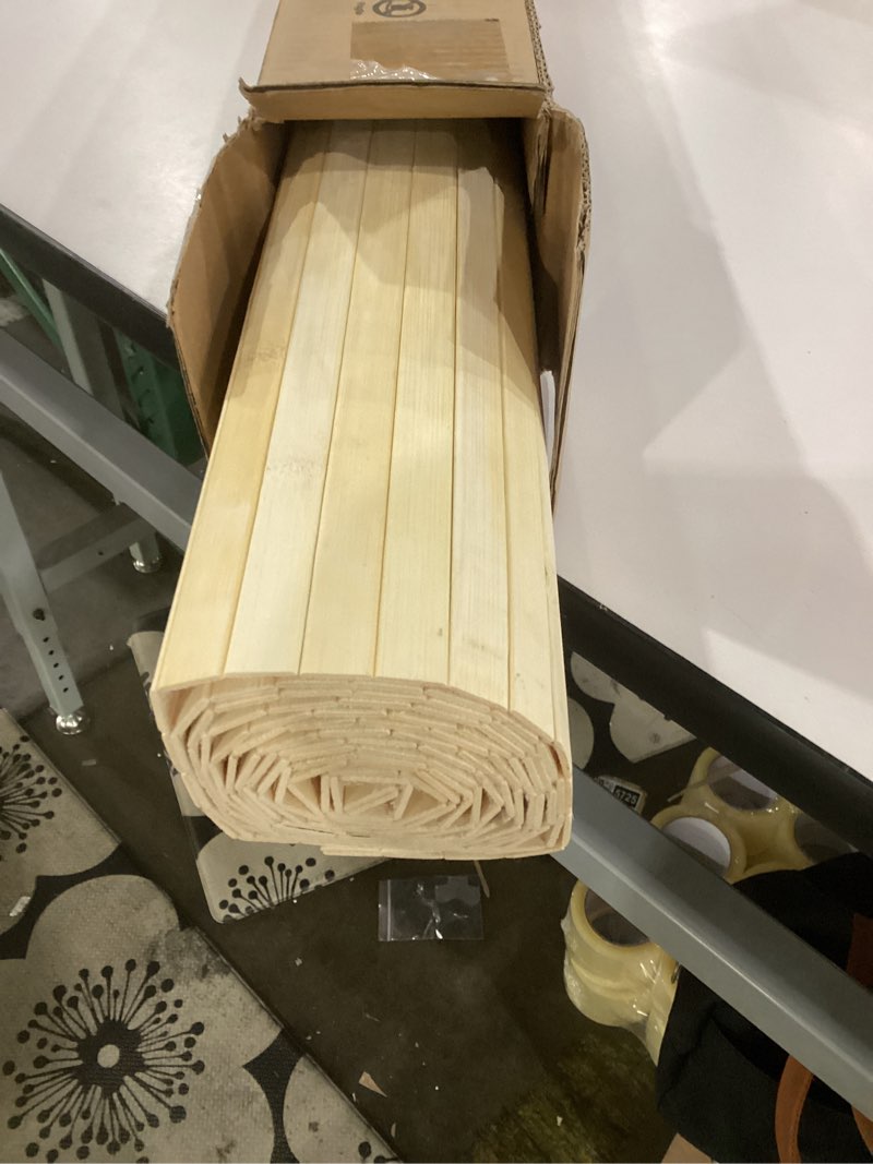 Condition photo showing As Is for natural bamboo wall panel for interior wall decor, renewable pole wrap wainscoting paneling for wall ceiling furniture cabinet office, 48 x 96 inch, raw 96" x 48" raw
