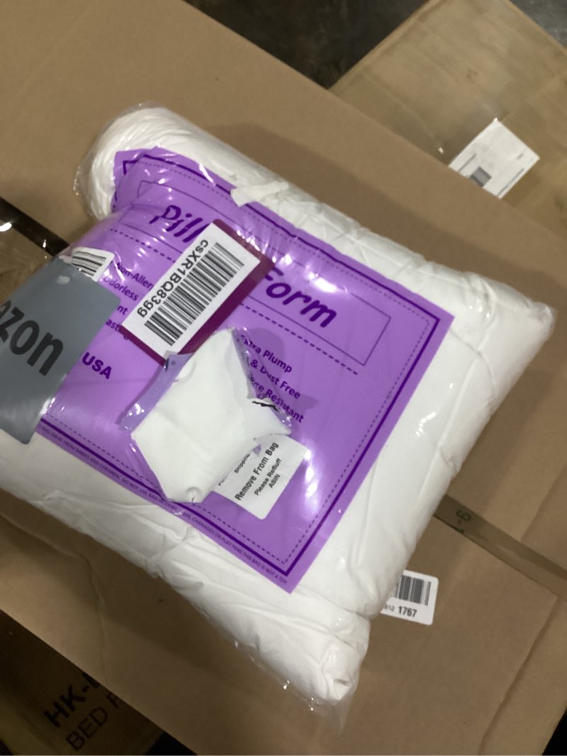 Condition photo showing As Is for JIEITIVE Throw Pillow Inserts Hypoallergenic Premium Pillow Stuffer Square Form for Decorative Pillow Covers Cushion Set of 1-18 x 18 Inches