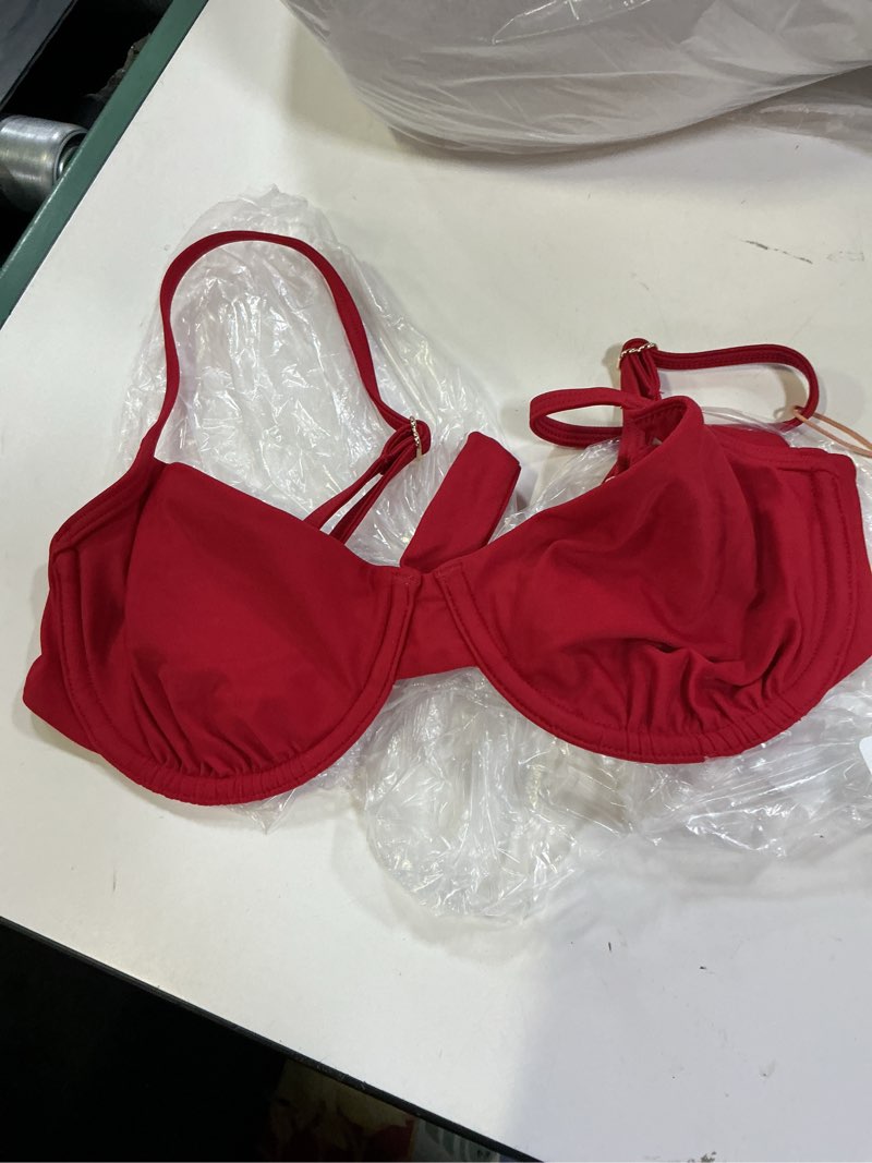 Condition photo showing New/Like New for italian demi bikini top, s, cherry