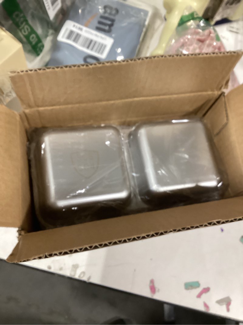 Condition photo showing New/Like New for Tikmos 4 Pack Stainless Steel Snack Containers Reusable, Grab and Go 2 Compartment Food Storage Meal Prep Containers with Lids Stackable for Travel Camping School Lunch, Gifts for Gym Home Cooks 4 Stainless Steel