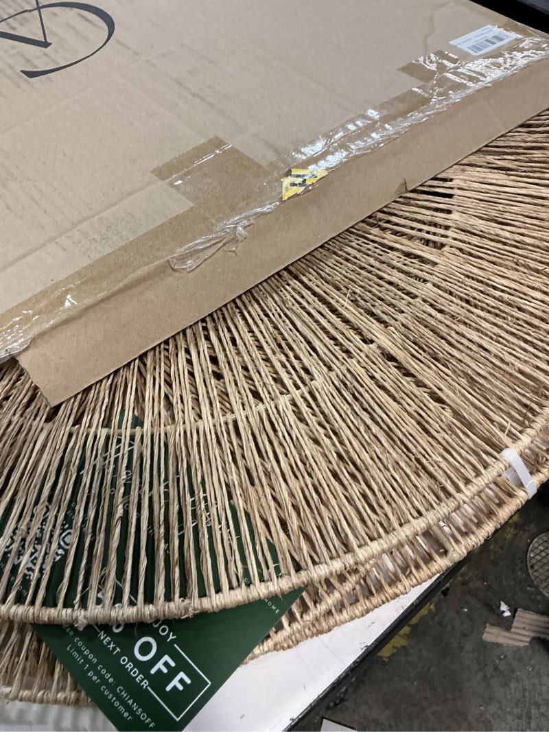 Condition photo showing Good Condition for chi an home wicker 23 inch jute wall decor baskets, set of 6 extra large woven jute wall plates, 23",21",15",13",12,10", decorative baskets for wall arts, wall hanging for bedroom, living room, office set of 6 - extra large