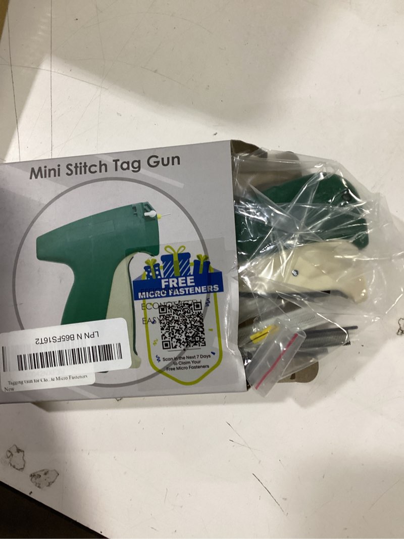 Condition photo showing Good Condition for tagging gun for clothing, fine stitch mini stitch gun for clothes,stitch quick clothing fixer sewing quilting hemming quick stitch with 2 needles,1500 black & 1500 white micro fasteners