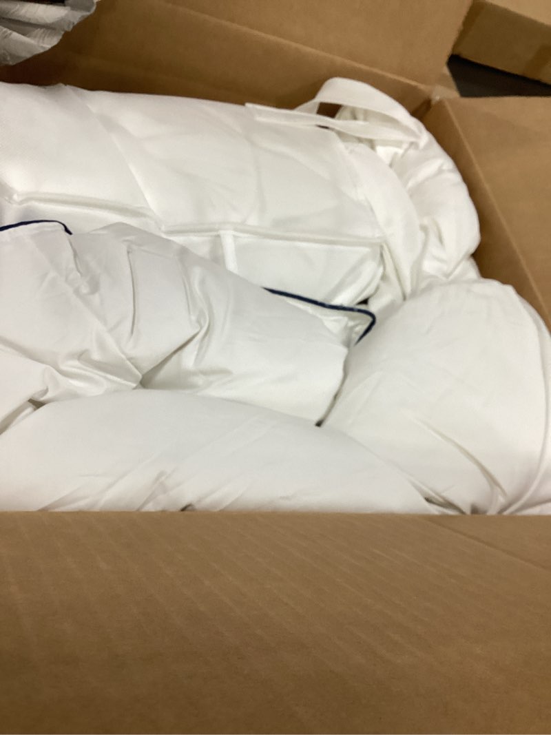 Condition photo showing As Is for pacific coast goose feather down fiber comforters queen size, extra fluffy white duvet insert, ultra-soft, breathable, all season hotel luxury bedding comforters, 8 corner & center loops (90"x90")