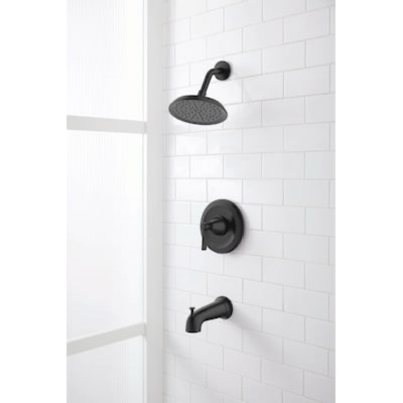 allen + roth townley matte black 1-handle single function 2.83-in round bathtub and shower faucet ( valve included ) item #3808589 | model #873x-737001