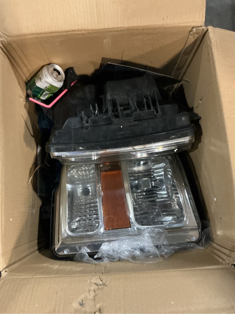 Condition photo showing As Is for headlights assembly for 2008 2009 2010 ford f250 f350 f450 f550 super duty headlamp replacement black housing driver & passenger side black | with high & low beam bulbs oe replacement