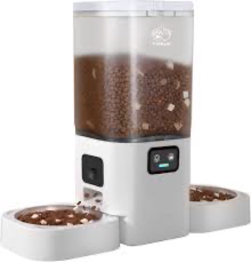 frienhund automatic cat feeder with 2 camera for 2 cats: 5g wifi automatic dog feeder with night vis