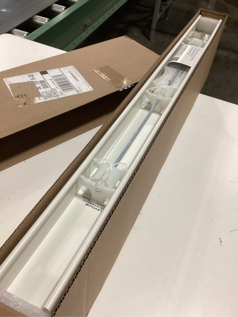 Condition photo showing Good Condition for levolor basics cordless light filtering faux wood blinds, easy to install 2” blinds for windows, timeless look, fits up to 29” width and 64” length, home solution for any space or room 29"w x 64"h white 1