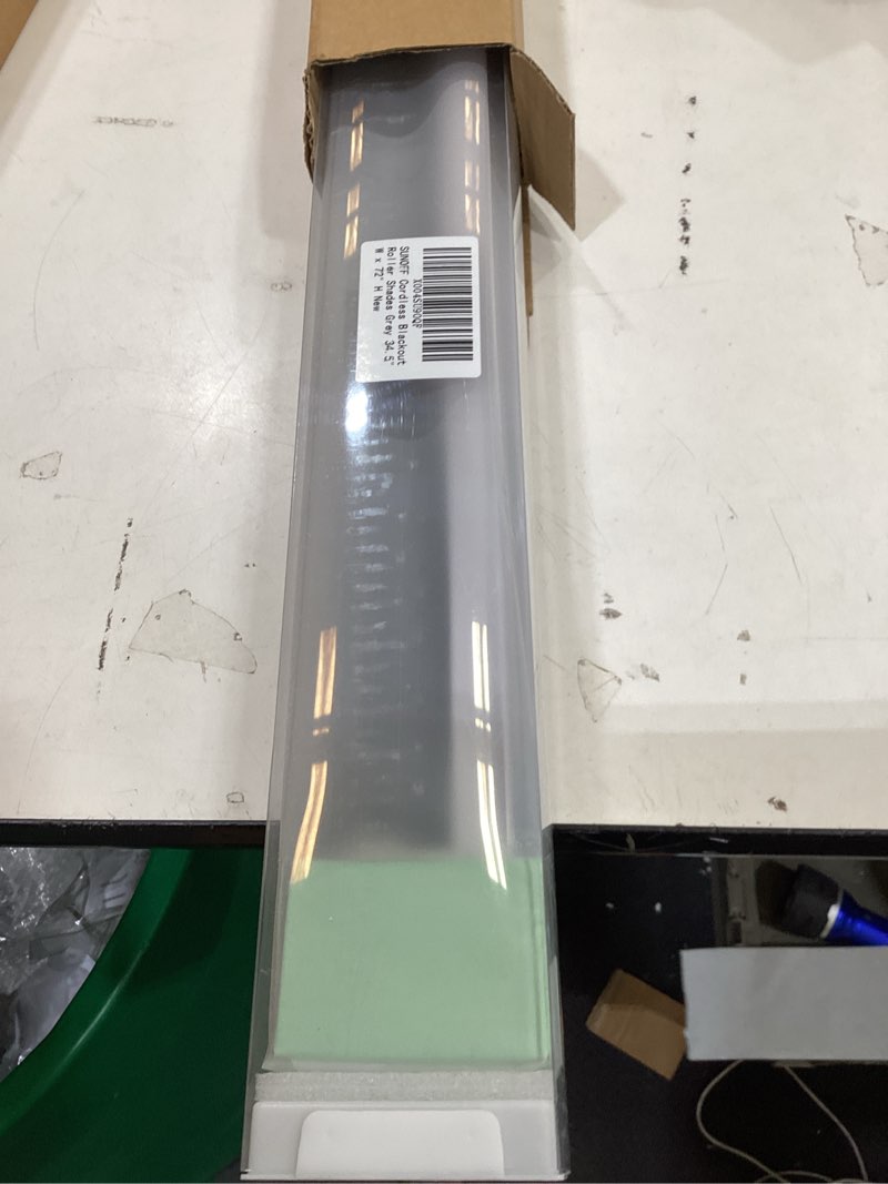 Condition photo showing As Is for sunoff blackout cordless roller shades blinds,34.5" w x 72" h,grey | blackout fabric uv thermal insulated,spring system for windows door,pull down room darkening,easy to install for home,office 34.5"w x 72"h grey