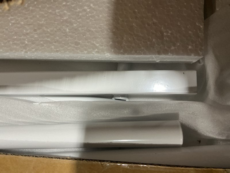 Condition photo showing Good Condition for KLSMYHOKI Portable Standing Desk Adjustable Height, Small Computer, Laptop, Mobile Stand Up Rolling Desk with Wheels, Table for Home Office, 16"x31.5" Height 27"-43.5", White