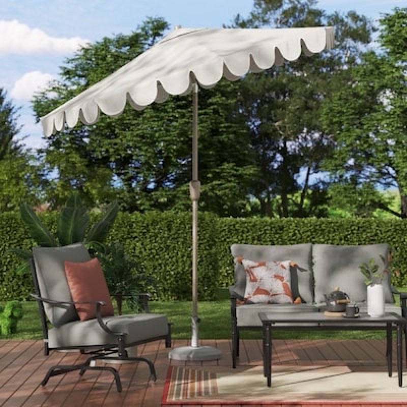 allen + roth 9-ft aluminum beige auto-tilt market patio umbrella