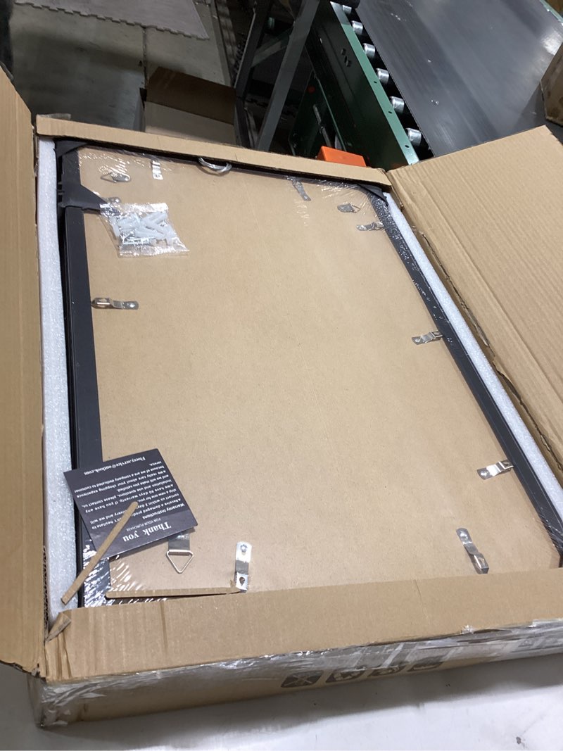 Condition photo showing New/Like New for 16x24 Picture Frame Set of 5, Black Poster Frame, Display Pictures 12 x 18 with Mat or 16x 24 Without Mat for Horizontal or Vertical Wall Mounting, Wall Gallery Frame for Artwork 16x24-5PACK Black