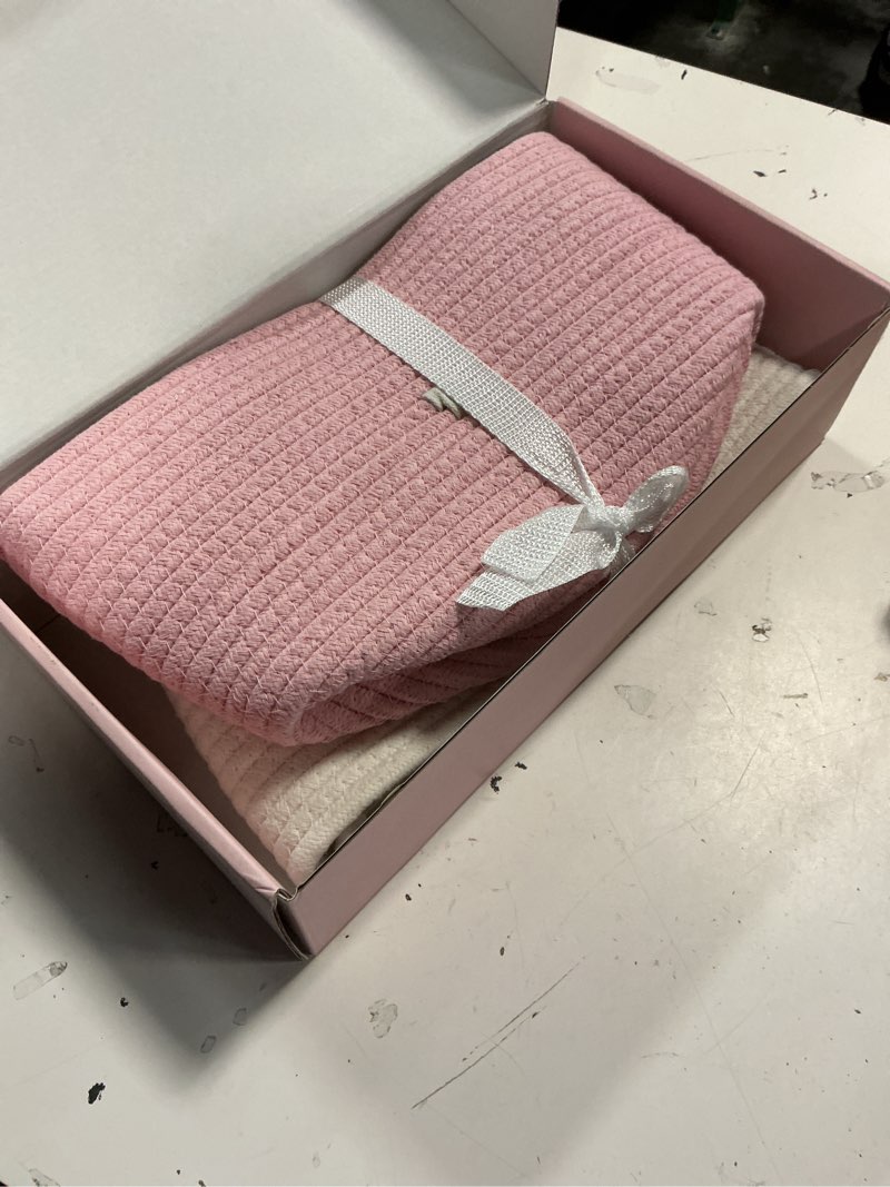 Condition photo showing New/Like New for (white/pink)cubesland easter basket set for kids & babies boys and girls - 2-piece handwoven cotton rope easter bunny baskets, easter egg hunt & gift giving, soft & sturdy design, small