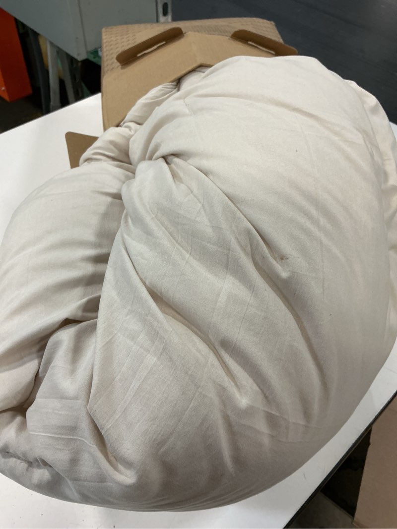 Condition photo showing As Is for bedsure king comforter set, beige soft prewashed bedding for all seasons, 3 pieces gentlesoft™ bed set, 1 lightweight comforter (104"x90") and 2 pillowcases (20"x36") king(104"x90") 01 - beige