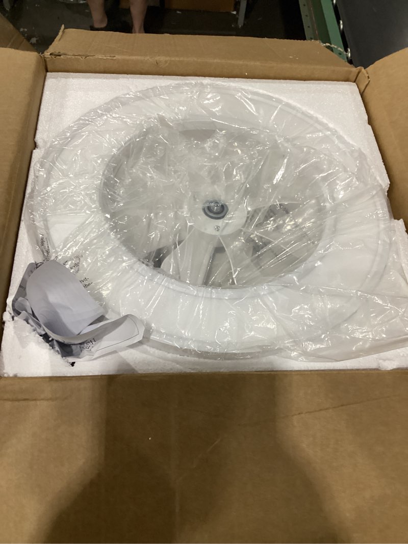 Condition photo showing Good Condition for oval air loren 20" small smart ceiling fan with light, semi flush mount, quiet 6-speed reversible motor, dimmable led, adjustable cct, app & remote control, minimalist, white air8002d