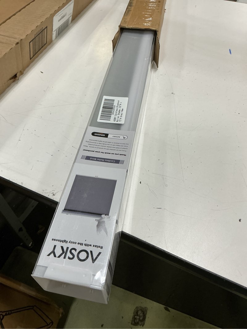Condition photo showing Good Condition for cordless roller shades blackout blinds for windows room darkening rolled up shades with spring system, uv protection window shades door blinds for home and office (52" w x 72" h, grey) 52"w x 72"h grey