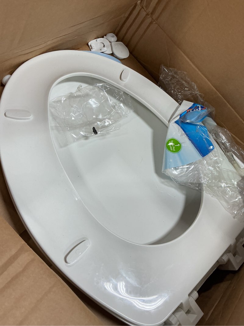 Condition photo showing As Is for clorox round scented plastic toilet seat with easy-off hinges round toilet seat
