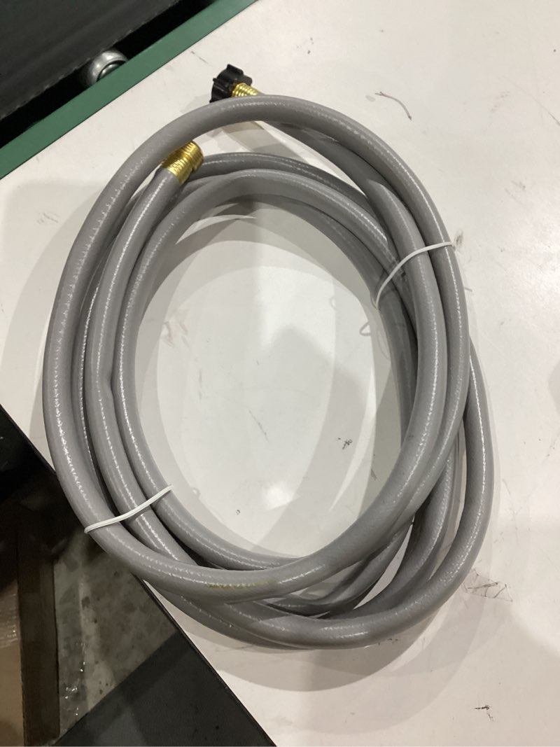 Condition photo showing As Is for project source project source 5/8-in x 15-ft light -duty vinyl gray hose