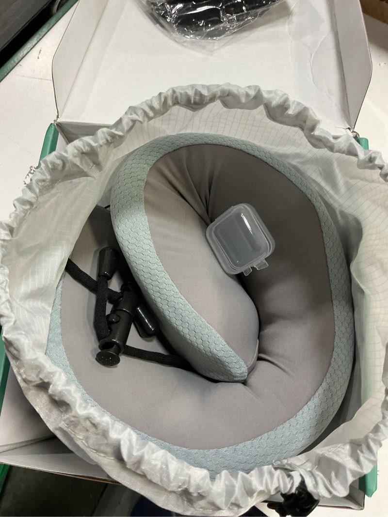 Condition photo showing Good Condition for neck support travel pillow for airplane: firm core memory foam supports 8 lbs without collapsing - 360° chin & neck support prevents head bobbing - for men on long-haul flights