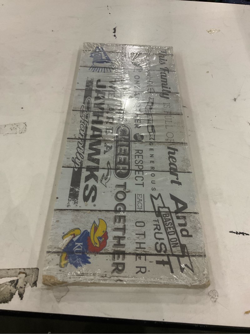 KH Sports Fan 18"x7" Kansas Jayhawks Family Cheer Small Weathered Collage Plaque, Multi