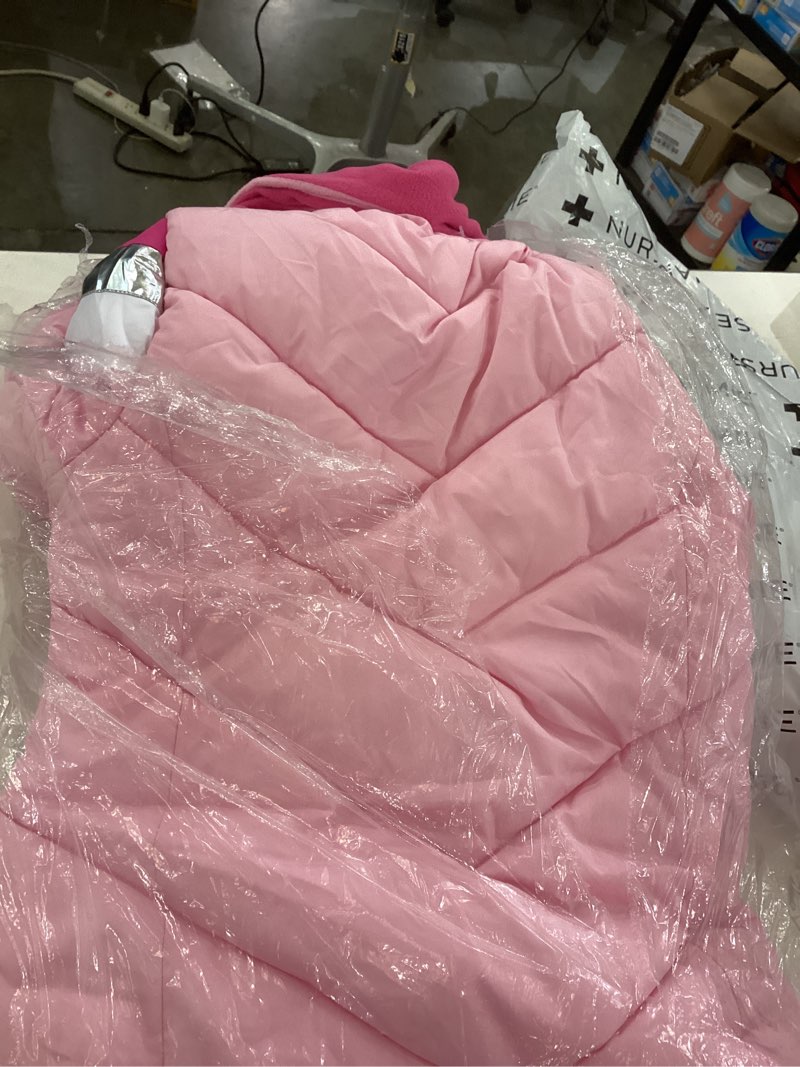 London Fog Girls' Heavyweight Expedition Jacket, Pink Bubble with Scarf, 10/12