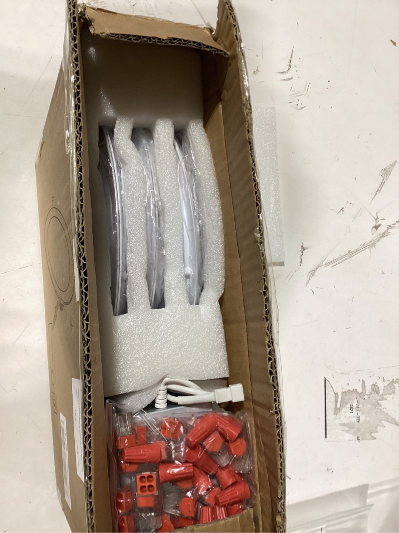 Condition photo showing As Is for 6 pack 8 inch led recessed lighting with junction box ultra-thin, 3000k/4500k/6000k selectable, 8" dimmable canless led downlight, 1800lm cri80 high brightness 5%-100% recessed light… 6-packs white