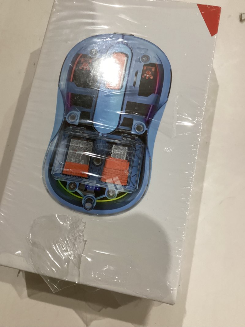 Condition photo showing As Is for White Transparent Wireless Mouse with Cute Santa Doll, Dual Receivers (USB & Type-C), Tri-Mode Bluetooth+2.4GHz, Rechargeable Silent Portable Mice for MacBook/Laptops/PC/Office/Home White - Christmas Special Edition