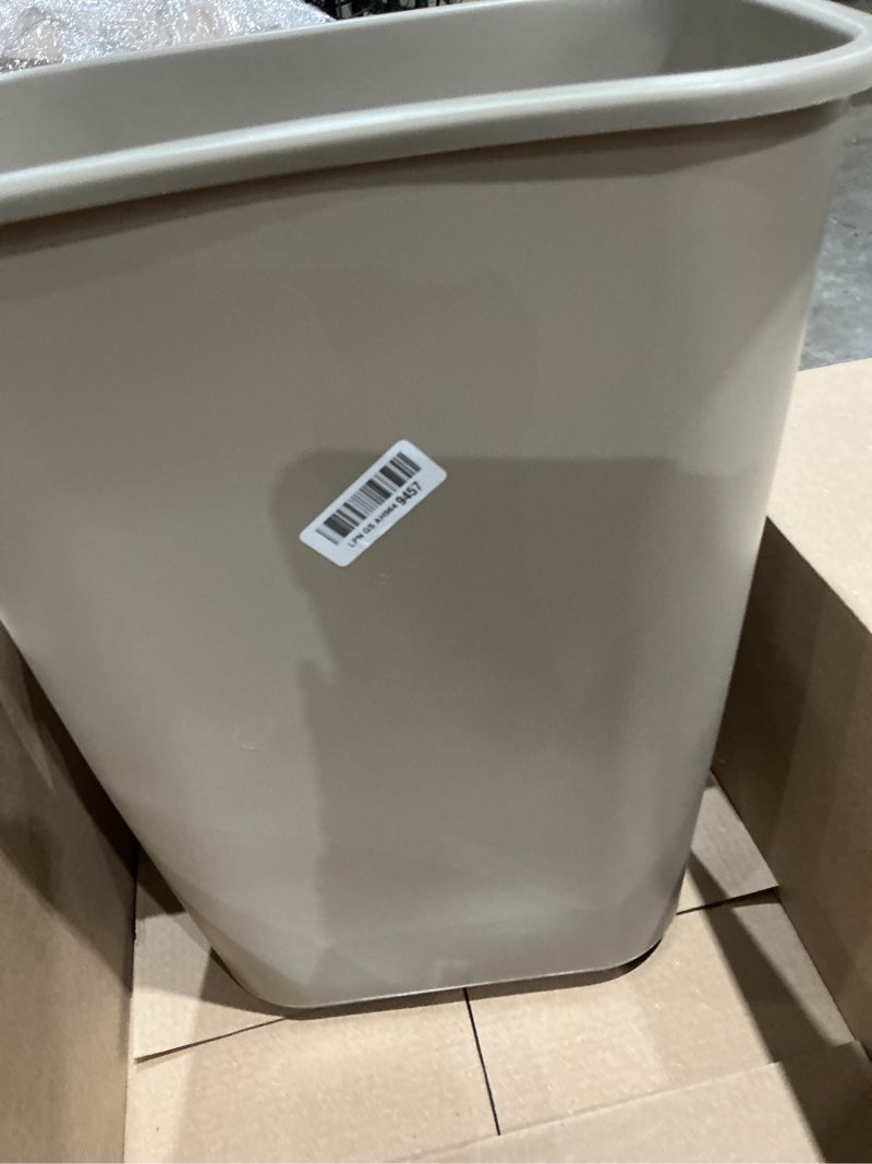 Condition photo showing Good Condition for rubbermaid commercial products deskside wastebasket/trash can, 10.25-gallon/41-quart, beige, plastic, garbage can for home/office, fits under desk/sink/cabinet 10.25 gallons beige 1