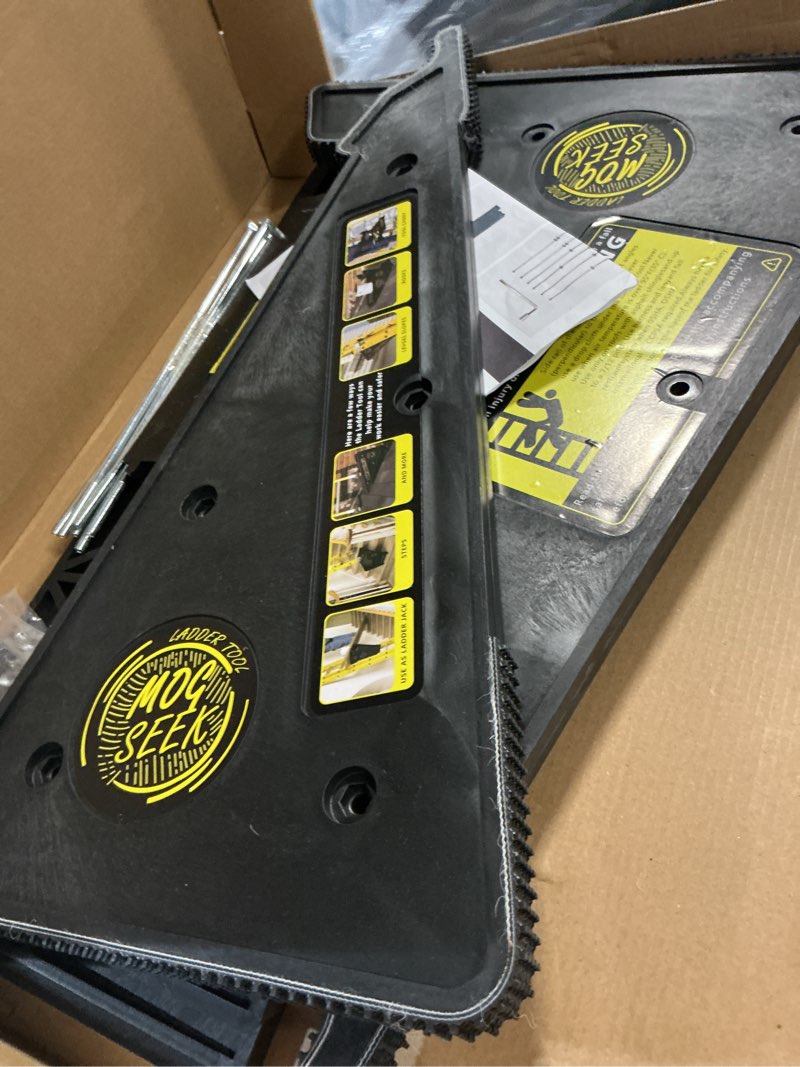 Condition photo showing Good Condition for Stable Platform Ladder Leveler - Extension Ladder with Storage for Uneven Surfaces (Black, Standard Durable Plastic)