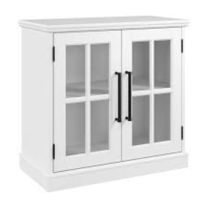 *similar to stock image* White Storage Cabinet with glass doors