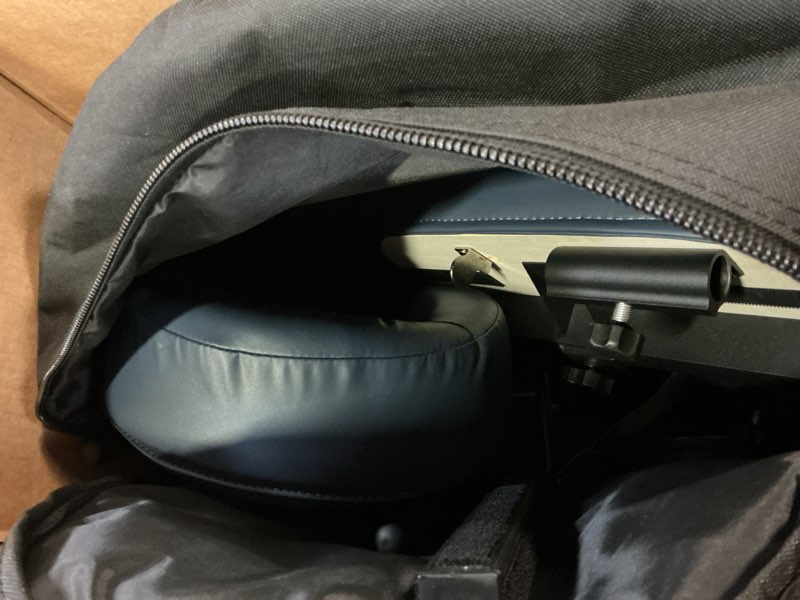 Condition photo showing Good Condition for professional portable and lightweight tattoo/massage chair by master massage - folding aluminum frame with adjustable features and wheeled carrying case, blue royal blue 11x20x43 inch (pack of 1)