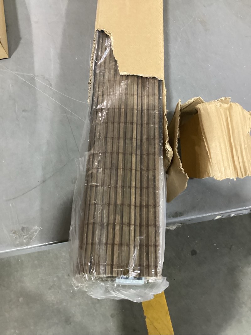 Condition photo showing New/Like New for lazblinds no tools no drill cordless bamboo roman shades, privacy window treatment, roll up bamboo blinds for windows 26'' w x 64'' h, driftwood privacy-driftwood 26" w x 64" h