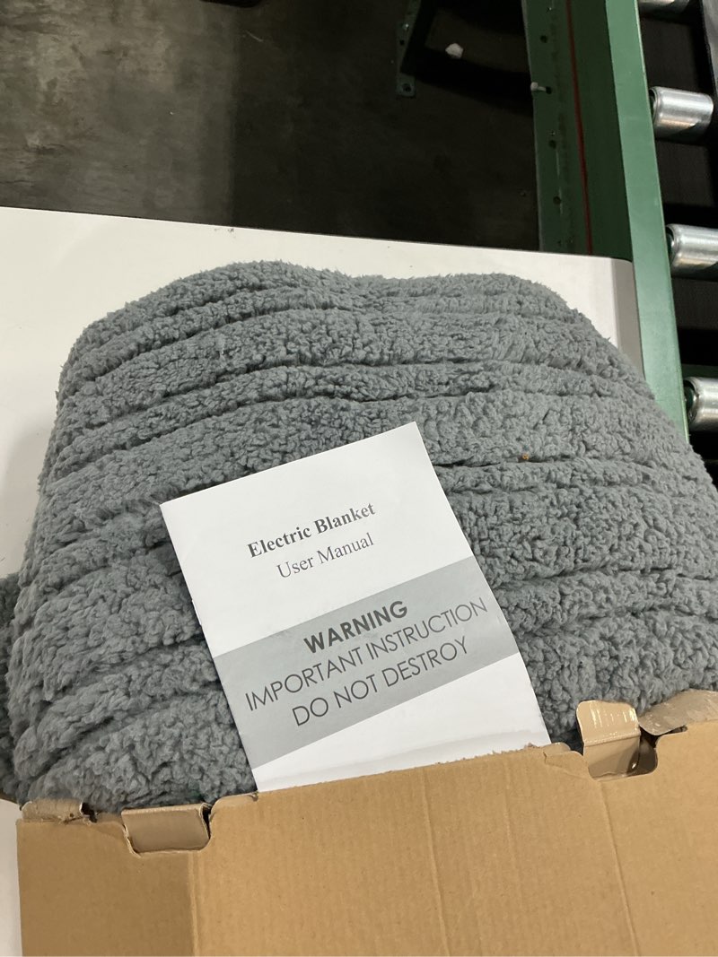 Condition photo showing Good Condition for Queen Size Heated Blanket Single Control - 84"X90" Soft Double Sided Sherpa Electric Blanket with 6 Fast Heating Levels & 10 hrs Timer Settings, Washable & ETL Certified for Bed, Grey 3-grey 84"X90"