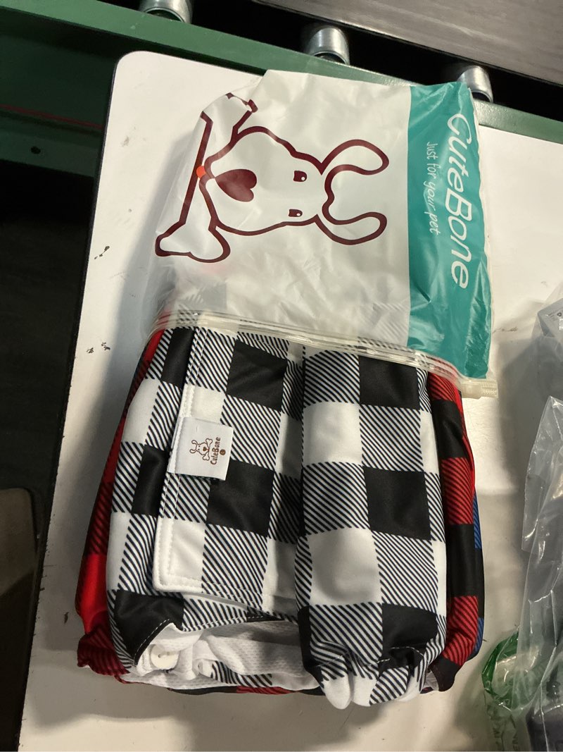 Condition photo showing Good Condition for cutebone dog diapers male washable belly band for male dogs wraps 3pcs a pack dm27l classic plaid 3pcs l(17"-21")