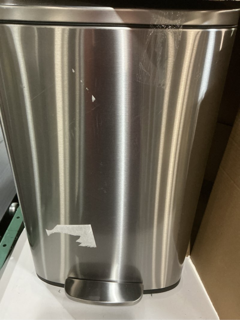 Condition photo showing Good Condition for qualiazero 50l/13gal heavy duty hands-free stainless steel commercial/kitchen step trash can, fingerprint-resistant soft close lid trashcan, 50l / 13 gal