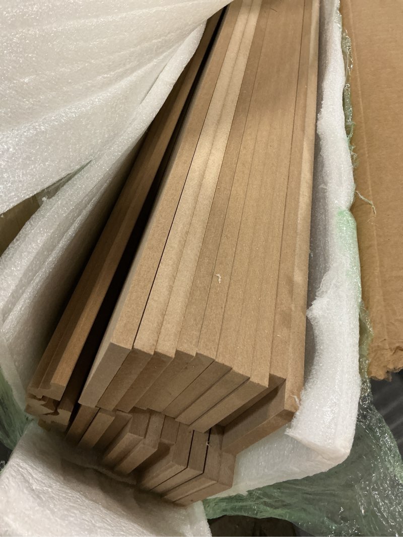 Condition photo showing Good Condition for Art3d Premade Board and Batten Paintable Wainscoting Kit, MDF Accent Wall Panel for Kitchen Bedroom Living Room Home Decor Covers 189 x 54 in. Molding Trim Slat with Edge Strip 189 x 54 Inch Log Color