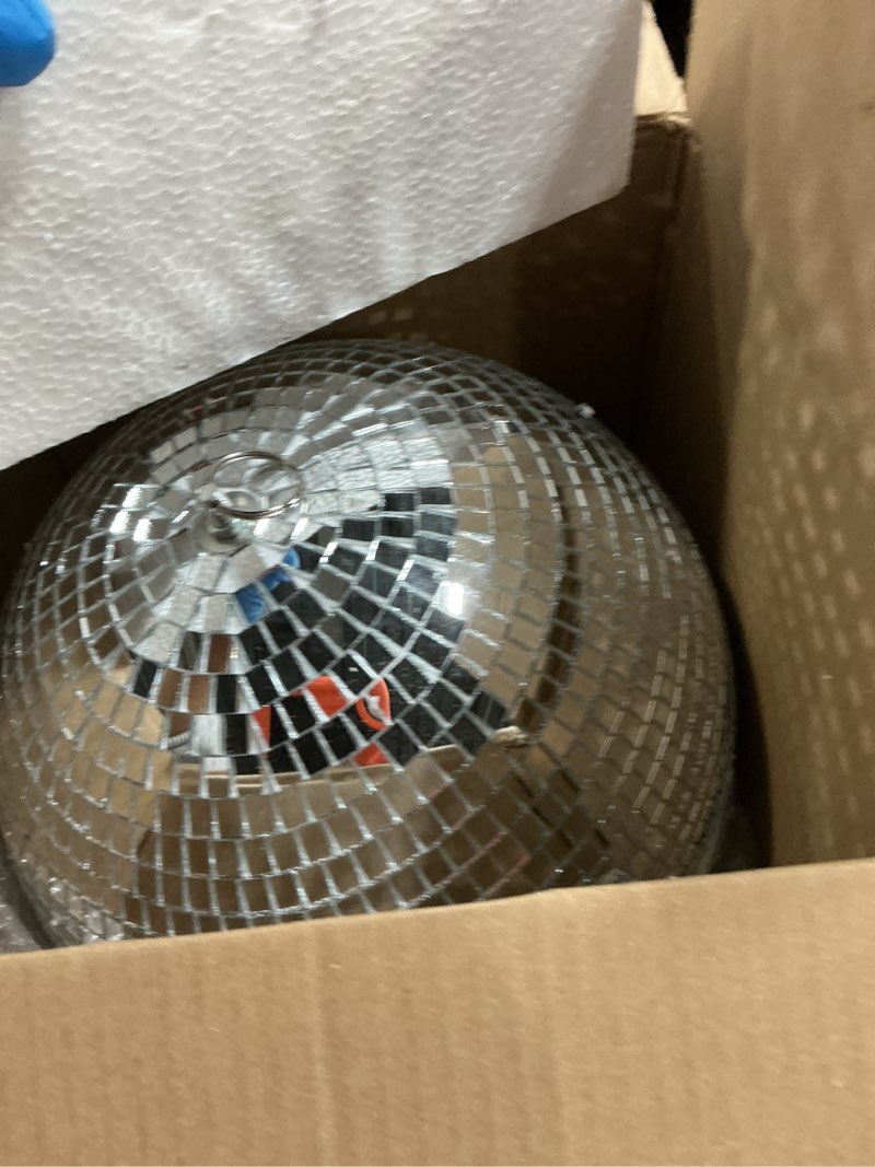 Condition photo showing New/Like New for youdepot disco ball 12-inch – large hanging mirror ball disco ball decor for disco party decorations, weddings, events, disco christmas decor, and home celebrations 12 in