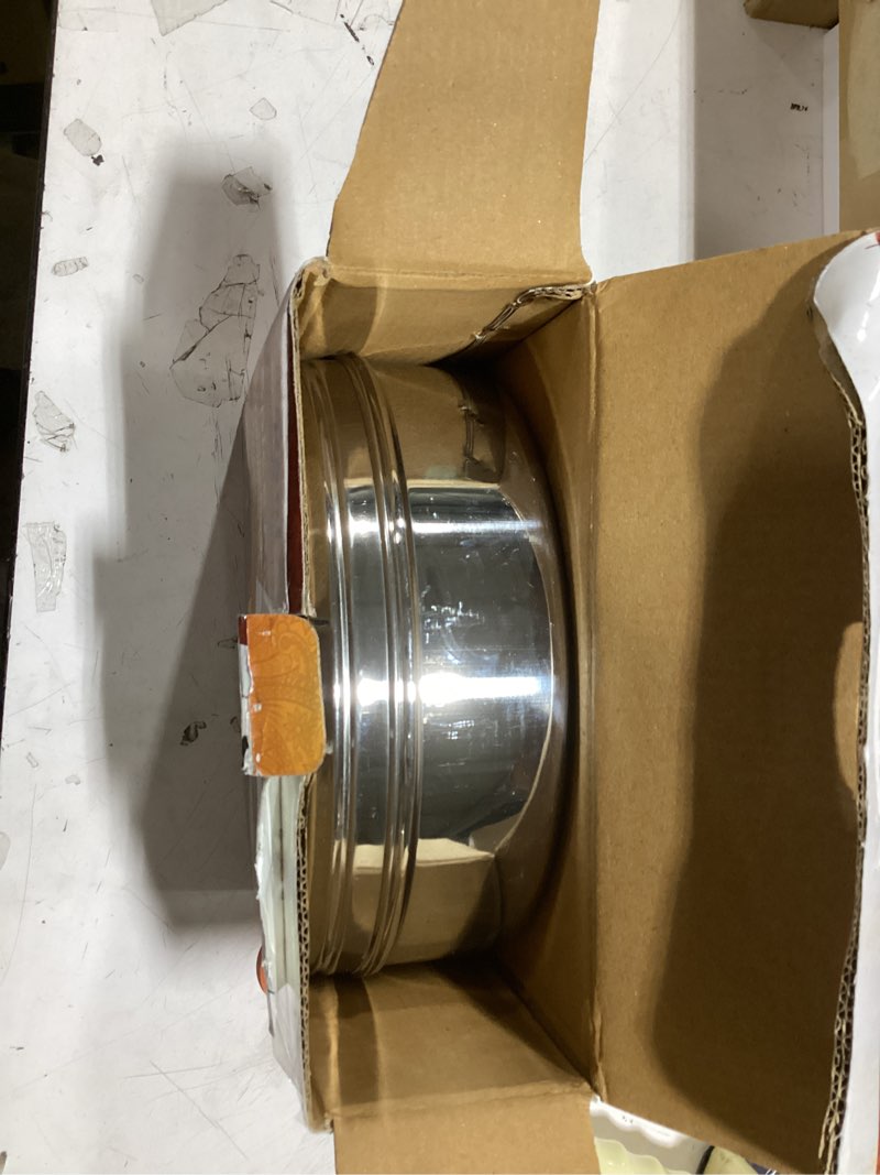 Condition photo showing Good Condition for rani spice box stainless steel transparent round storage for spices (masala dabba) 7 compartments, with spoon (9.2in x 3in) ~ packed in an attractive box, perfect for gifts! 9.2 inch