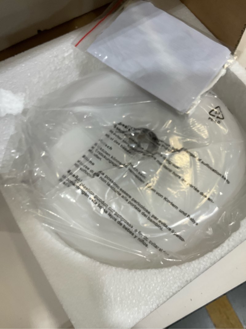 Condition photo showing As Is for Gold Semi Flush Mount Ceiling Light,11inch Mid Century Modern Light Fixture,Hallway Lighting Fixture with Milk White Glass Shade,Vintage Ceiling Lamp for Kitchen,Porch,Entryway,Closet,Bedroom