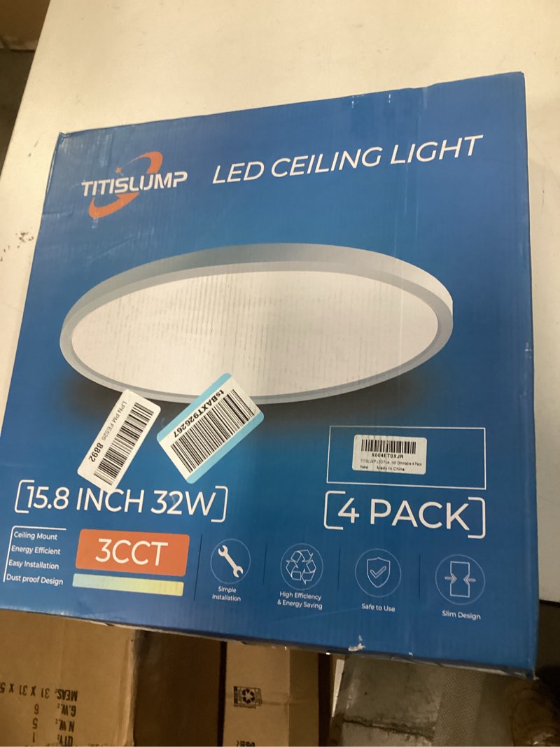 15.8 Inch Large Dimmable LED Flush Mount Ceiling Light 4 Pack, 32W 3200LM Low Profile Ceiling Light 